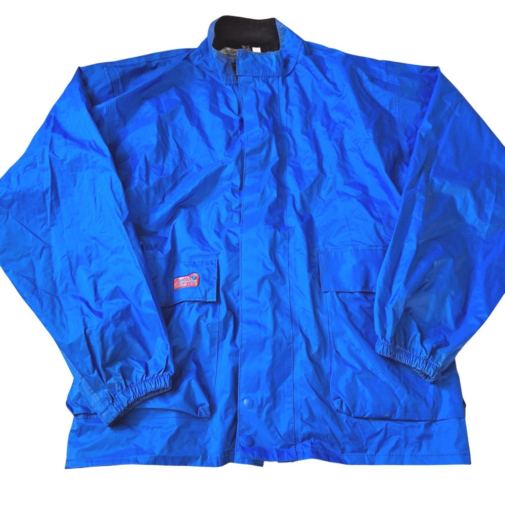 Tourmaster Vintage Blue PVC Performance Moto Windbreaker Jacket Large Mens